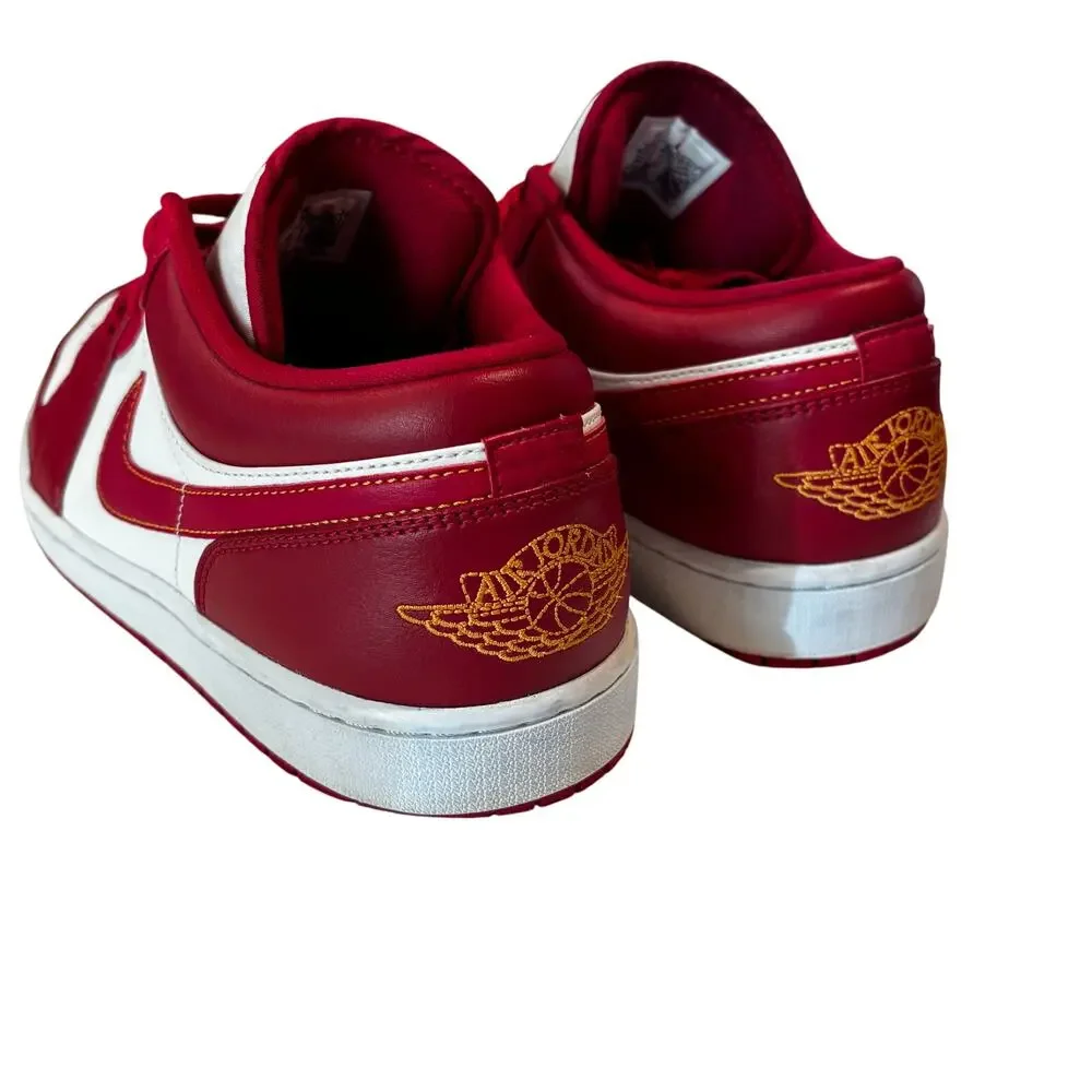 Nike Air Jordan 1 Low Cardinal Red White Mens 13 Leather Sneakers 553558 607 - Picture 3 of 13